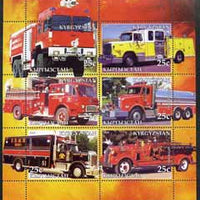 Kyrgyzstan 2005 Fire Engine #02 perf sheetlet containing set of 6, each with Scout Logo, unmounted mint