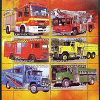 Kyrgyzstan 2005 Fire Engine #05 perf sheetlet containing set of 6, each with Scout Logo, unmounted mint