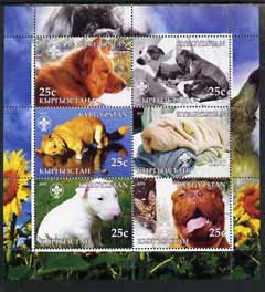 Kyrgyzstan 2005 Dogs perf sheetlet containing set of 6, each with Scout Logo, unmounted mint