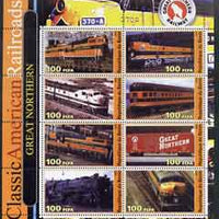 Benin 2003 Classic American Railroads #04 - Great Northern, perf sheetlet containing set of 8 values unmounted mint