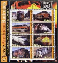 Benin 2003 Classic American Railroads #05 - Chicago, Rock island & Pacific, perf sheetlet containing set of 8 values unmounted mint