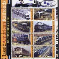 Benin 2003 Classic American Railroads #07 - Baltimore & Ohio, perf sheetlet containing set of 8 values unmounted mint