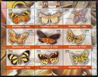 Chad 2004 Butterflies perf sheetlet containing 9 values fine cto used
