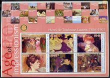 Uzbekistan 2002 Age of Impressionism - Toulouse-Lautrec large perf sheetlet containing 6 values unmounted mint