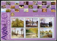 Uzbekistan 2002 Age of Impressionism - Camille Pissarro large perf sheetlet containing 6 values unmounted mint