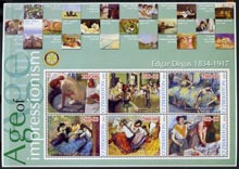 Uzbekistan 2002 Age of Impressionism - Edgar Degas large perf sheetlet containing 6 values unmounted mint