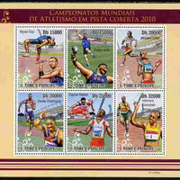 St Thomas & Prince Islands 2010 World Indoor Athletics perf sheetlet containing 6 values unmounted mint
