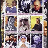 Somaliland 2001 Millennium series - Personalities perf sheetlet containing 9 values unmounted mint (Satchmo, H Hesse, Churchill, Baden Powell, Camus, W Disney, Martin Luther King, Mother Teresa & Albert Einstein)
