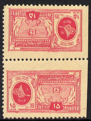 Afghanistan 1928 9th Anniversary 10p rosine (King's Crest) in unmounted mint tete-beche pair, SG 191a