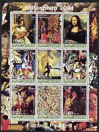 Somaliland 2001 Millennium series - Famous Paintings perf sheetlet containing 9 values unmounted mint