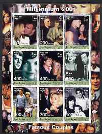 Somaliland 2001 Millennium series - Famous Couples perf sheetlet containing 9 values unmounted mint