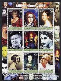 Somaliland 2001 Millennium series - British Royalty perf sheetlet containing 9 values unmounted mint