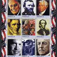 Angola 2001 Millennium series - US Presidents perf sheetlet of 9 values unmounted mint