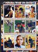 Myanmar 2000 Millennium series - Personalities (Bruce Lee, Tiger Woods, Sun Yat Sen & Mao) perf sheetlet of 9 values unmounted mint