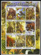 Angola 2000 Big Cats perf sheetlet containing set of 9 values (vert format) each with Rotary & Scouts Logos, fine cto used