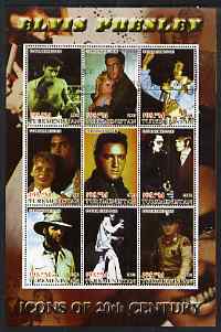 Turkmenistan 2001 Icons of the 20th Century - Elvis Presley perf sheetlet containing set of 9 values cto used