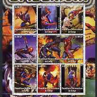 Congo 2002 Spiderman #1 perf sheetlet containing set of 9 values unmounted mint