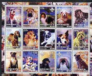 Benin 2002 Paintings of Dogs perf sheet containing set of 15 values each with Scouts Logo, unmounted mint