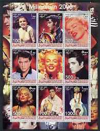 Somaliland 2001 Millennium series - Elvis & Marilyn perf sheetlet containing 9 values unmounted mint