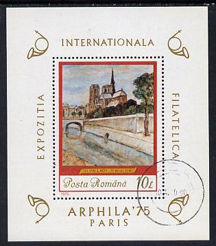 Rumania 1975 'Arphila 75' Stamp Exhibition (Painting by Th Pallady) m/sheet cto used SG MS 4142