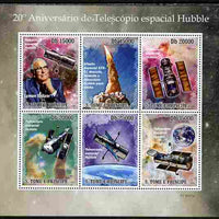 St Thomas & Prince Islands 2010 20th Anniversary of Hubble Telescope perf sheetlet containing 6 values unmounted mint