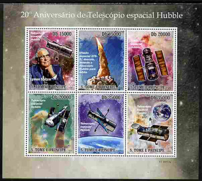 St Thomas & Prince Islands 2010 20th Anniversary of Hubble Telescope perf sheetlet containing 6 values unmounted mint