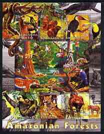 Kyrgyzstan 2004 Fauna of the World - Amazonian Forests perf sheetlet containing 6 values unmounted mint