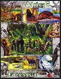 Kyrgyzstan 2004 Fauna of the World - African Forests #2 perf sheetlet containing 6 values unmounted mint
