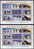 Russian Antarctic Post 1998 Penguins #2 perf sheetlet containing complete set of 9 with shift of blue colour by 1mm, plus normal sheet