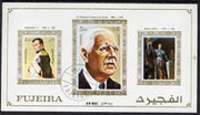 Fujeira 1972 Napoleon, De Gaulle & Joan of Arc imperf m/sheet cto used with fine shift of blue printing