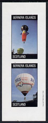 Bernera 1981 Balloons #1 (Robertson's Golly & BRS Trailer Rental) imperf set of 2 values unmounted mint, issued in error without denomination