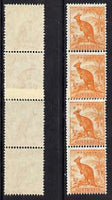 Australia 1937-49 KG6 Kangaroo 1/2d coil join strip of 4 unmounted mint, SG 179a