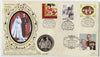 Great Britain 1997 Benham illustrated coin cover for Royal Golden Wedding bearing commem stamps from Guernsey, Isle of Man, Jersey and Great Britain each with special cancel.,Also an uncirculated Isle of Man commemorative Crown (£……Details Below
