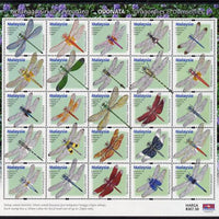 Malaysia 2000 Dragonflies & Damselflies perf sheetlet containing 25 values unmounted mint SG 970-994