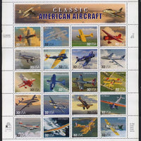 United States 1997 American Aircraft sheetlet containing 20 values unmounted mint, SG 3304a
