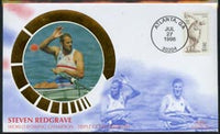 United States 1996 Benham silk cover commemorating Steve Redgrave World Rowing Champion with Atlanta Cancel