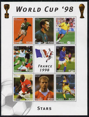 Zambia 1998 Football World Cup #2 perf sheet containing 8 values plus label unmounted mint