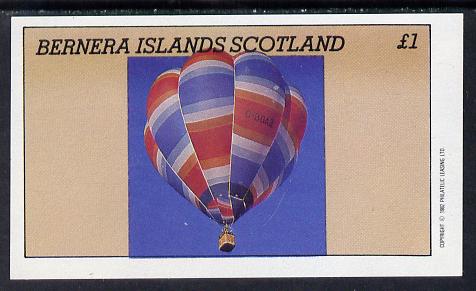 Bernera 1982 Balloons #3 imperf souvenir sheet (£1 value) unmounted mint