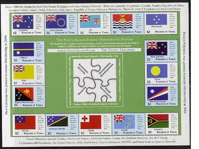 Tonga 2012 43rd Pacific Islands Forum - Participating Nations sheetlet containing 16 values unmounted mint