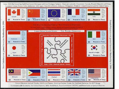 Tonga 2012 43rd Pacific Islands Forum - Key Dialogue Partners sheetlet containing 16 values unmounted mint