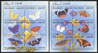 Mozambique 1999 Butterflies set of 12 in 2 perf sheetlets of 6, each signed by Thomas C Wood the designer