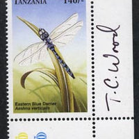 Tanzania 2000 (?) Eastern Blue Darner 140s corner single signed by Thomas C Wood the designer unmounted mint