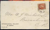Canada 1898 cover to CB from Intercolonial Railway, some rust spots otherwise fine
