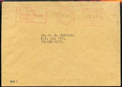 Belize locally used cover with SPECIMEN meter slogan for Travellers Cheques