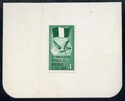 Nigeria 1968 Third Anniversary of Republic 4d (Dove & Flag) imperf machine proof mounted on small card as submitted for approval