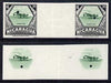 Nicaragua 1954 National Air Force 1 cor central vignette only plus completed design both in Imperf inter-paneau proof pairs folded through centre (ex Waterlow archives) as SG 1222