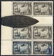 Spain 1930 Brequet 19GR & Santa Maria 4p (from Spanish-American Exhibition) SG 651 gutter block of 6 with superb ink spill