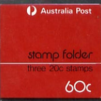 Australia 1973 Experimental booklet 60c Stamp Folder containg 3 x 20c Grebe stamps (SG673) see note after SG SB51