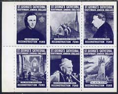 Cinderella - Great Britain 1958,imperf sheetlet for Reconstruction fund of St George's Cathedral, Southwark, destroyed in 1941, showing 6 images in blue unmounted mint