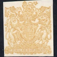 Cinderella - Great Britain imperf label showing the Royal Coat of Arms, recess printed in pale orange on ungummed paper